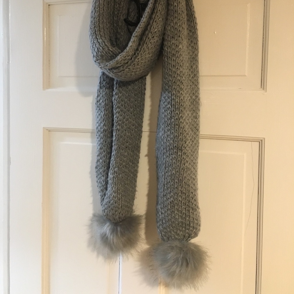 Grey fur ball scarf
